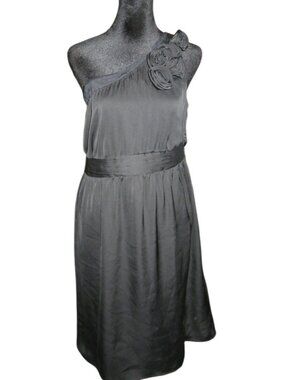 Tevolio Black Rose Embellished one shoulder formal Bridesmaid dress size 8